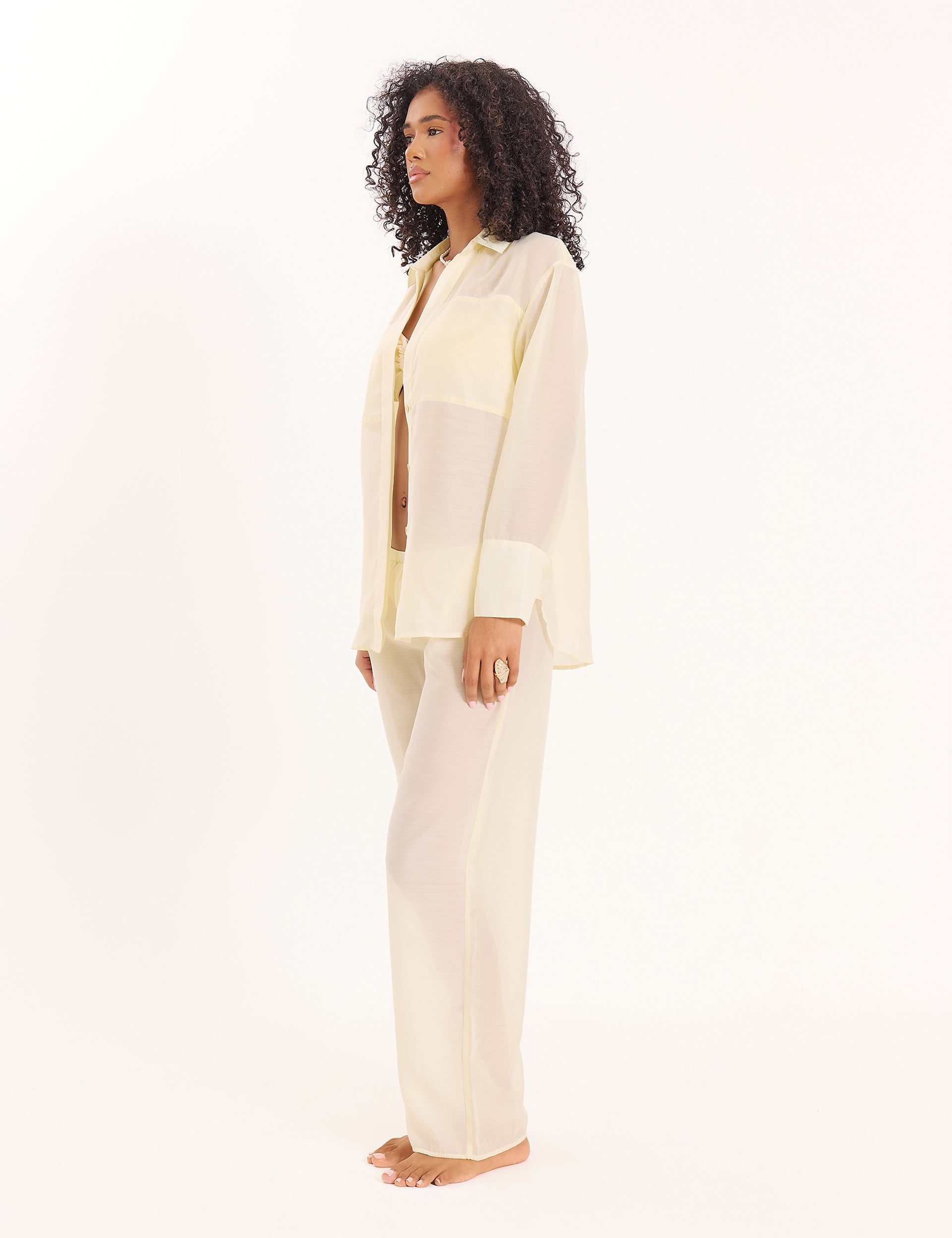 Lemon Semi Sheer Longline Shirt